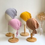Inner Hijab Manufacturer - Fancy Solid Color Modal Cotton Strap Bottoming Cap Freely Adjustable