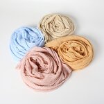 Muslim Woman Hijab Manufacturer - Wholesale Plain Color Linen Cotton Long Scarf Head Wrap Wrinkle