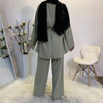 Islamic Women Abaya Set Manufacturer - Wholesale 2pcs Long Sleeve Tops High Waist Pants Robe