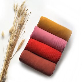 Islamic Headscarf Manufacturer - Fashion Solid Color Pearl Chiffon Muslim Wrinkle Hijab Shawl