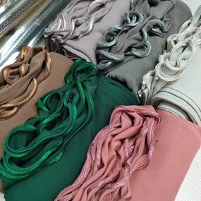 Jersey Hijab Scarf Manufacturer - New Style Women Muslim Cotton Shawl with Gold Satin Rope 70x170cm