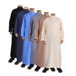 Abaya for Men Manufacturer - Muslim Middle East Long Sleeve Arab Crew Neck Solid Color