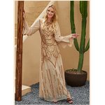 Embroidered Robe Dress Manufacturer - Ins Gold Multi-layer Lotus Leaf Sleeve Positioning Sequin