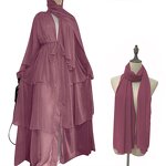Muslim Long Dresses Manufacturer - Fashion Dubai Turkey Arab Oman Elegant Chiffon Kimono 3 Layers