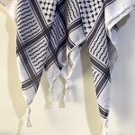 Men Shemagh Keffiyeh Scarf Manufacturer - Arab Palestine Black on White Kufiya Arafat Cotton
