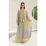 Middle East Muslim Dress Manufacturer - New Arrival Moroccan Mesh Robe Two-piece Tassel Stitching