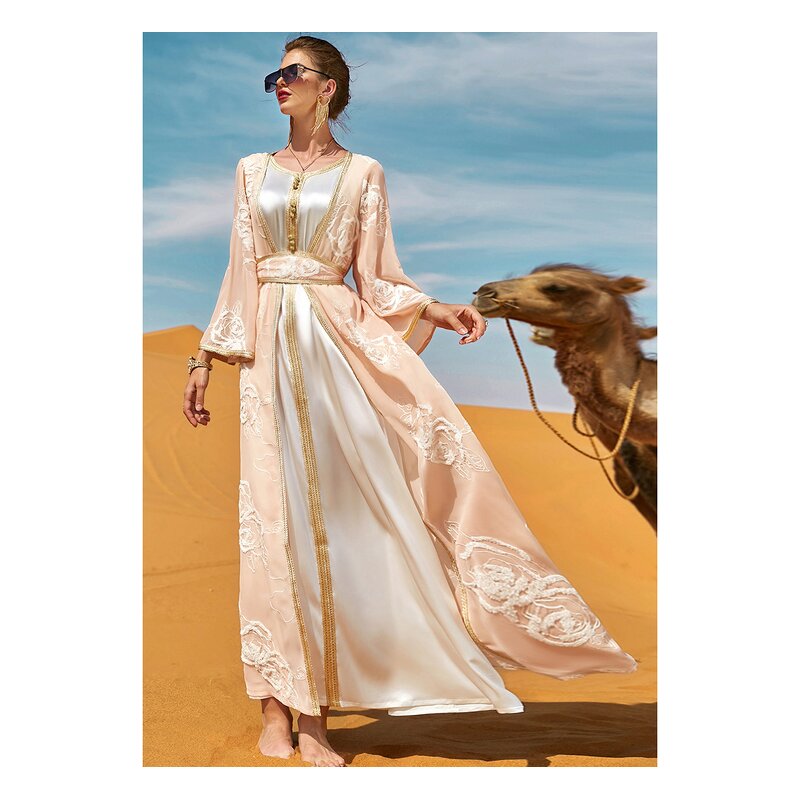 Middle East Abaya Dress Manufacturer - Desert Rose Heavy Industry Embroidery 2 Piece Inner Cloth