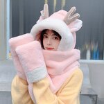 Winter Plush Bib Cap Manufacturer - Sweet Cute Rabbit Ears Warm Scarf Gloves Set