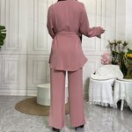 Islamic Women Abaya Set Manufacturer - Wholesale 2pcs Long Sleeve Tops High Waist Pants Robe