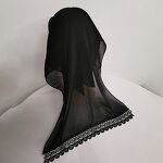 Islamic Shawl Veil Manufacturer - 2021 New Black Elegant Full-cover Lace Breath Chiffon