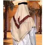 Men's Headscarf Manufacturer - Boutique Cashmere Meeting Clothes Beige Embroidered Yemeni Shemagh