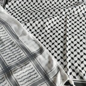 Men Shemagh Keffiyeh Scarf Manufacturer - Arab Palestine Black on White Kufiya Arafat Cotton