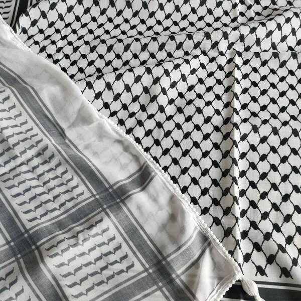 Men Shemagh Keffiyeh Scarf Manufacturer - Arab Palestine Black on White Kufiya Arafat Cotton