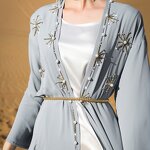 Arab Cardigan Dress Manufacturer - New Arrival Solid Color Handmade Sewing Diamond Travel Robe