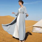 Arab Cardigan Dress Manufacturer - New Arrival Solid Color Handmade Sewing Diamond Travel Robe