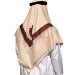 Men's Headscarf Manufacturer - Boutique Cashmere Meeting Clothes Beige Embroidered Yemeni Shemagh