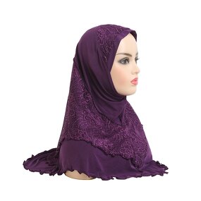 Inner Hat Manufacturer - Fashion Crystal Hemp Plain Color Soft Wavy Edge Hijab Scarf