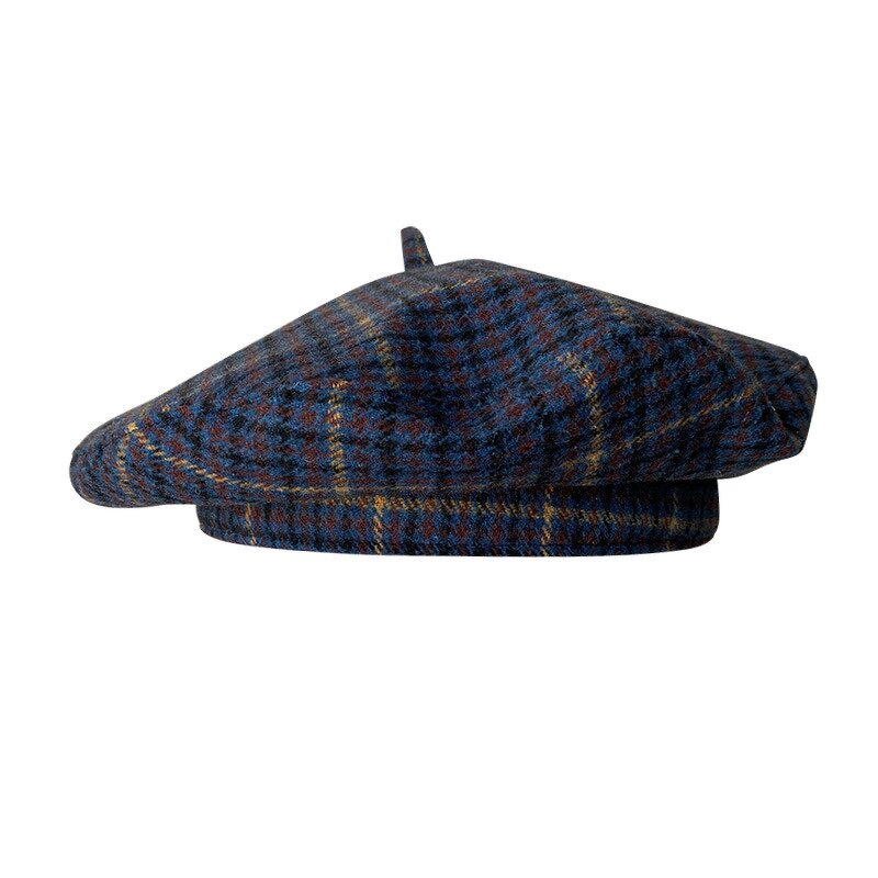 Beret Hat Manufacturer - Retro Fashion Winter Autumn British Grid Flying Saucer Cap