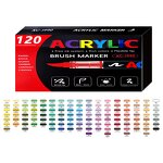 Acrylic Paint Markers Manufacturer - Vivid Colors Custom Labels Boxes Waterproof Flexible Brushes Tips 100 Colors Set