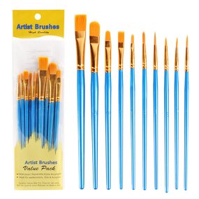 Acrylic Paint Brushes Set Manufacturer - Ready to Ship 10-Pack with Wooden Handle Nylon Hair Material