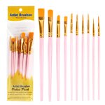 Artist Paint Brushes Sets Manufacturer - White/Black/Blue/Pink/Purple Wood Handle 10 Packs with Nylon Hair Material