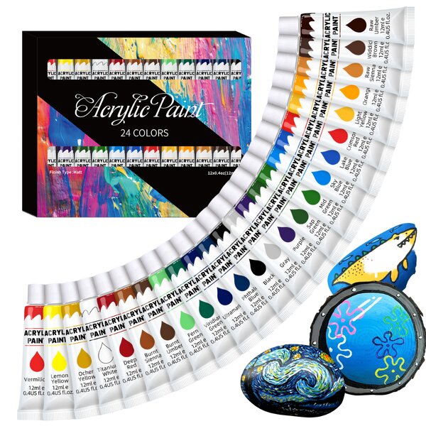 Acrylic Paint Set Manufacturer - 24-Color Waterproof Multi-Function for Canvas Wood Rock for Art Suppliers