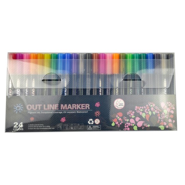 Glitter Outline Markers Manufacturer - 48colors Double Lines Writing Silver Outline Markers