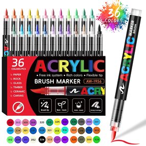 Acrylic Paint Art Markers Set Manufacturer - 12/24/48/72/100/120 Colors Waterproof with Bright Colors Soft Tips