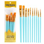 Acrylic Paint Brushes Set Manufacturer - Ready to Ship 10-Pack with Wooden Handle Nylon Hair Material
