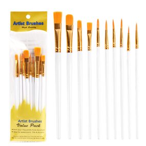 Nylon Paint Brushes Sets Manufacturer - Ready to Ship 10 Piece with Wood Handles