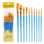 Paint Brush Set Manufacturer - Ready to Ship 10-Pack with Wood Handle Colorful Barrel Nylon Material