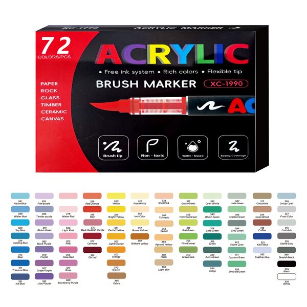 Art Markers Set Manufacturer - Non Toxic Liquid Ink High-Coverage Vibrant 100 Colors Waterproof Acrylic Soft Brush Tips