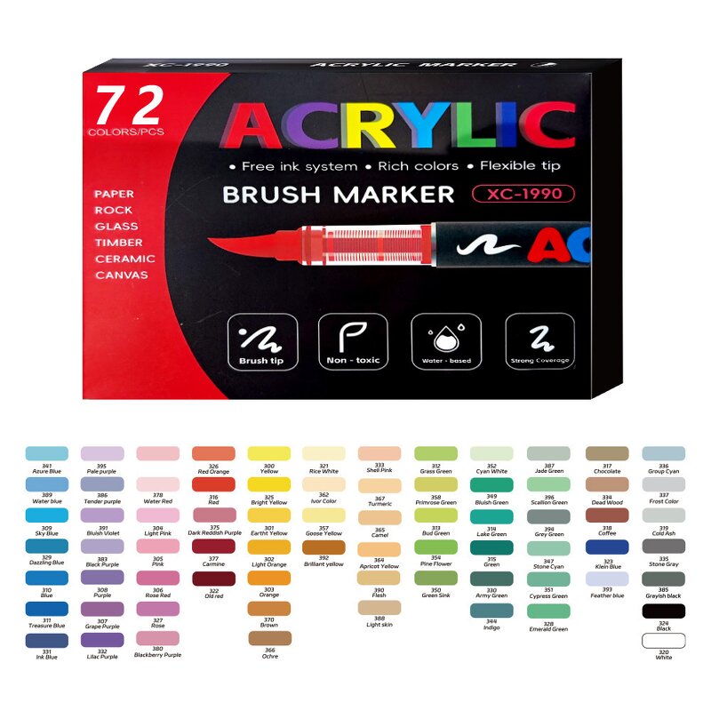 Art Markers Set Manufacturer - Non Toxic Liquid Ink High-Coverage Vibrant 100 Colors Waterproof Acrylic Soft Brush Tips