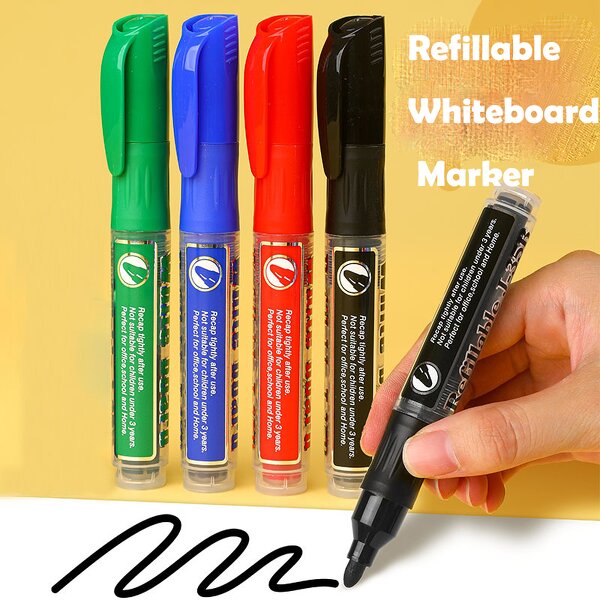 Whiteboard Markers Manufacturer - Fast Delivery Non-Toxic Black Red Blue Green White with Refill Ink