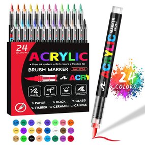Acrylic Paint Markers Manufacturer - Vivid Colors Custom Labels Boxes Waterproof Flexible Brushes Tips 100 Colors Set