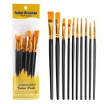 Acrylic Paint Brushes Set Manufacturer - Ready to Ship 10-Pack with Wooden Handle Nylon Hair Material