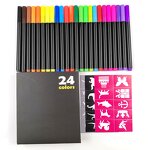 Fabric Markers Set Manufacturer - Free Samples Custom Logo Package Permanent Waterproof 24 Colors Dual-Sided 2mm Tip