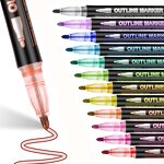 Outline Markers Manufacturer - Art Painting Set Stationery Kits Double Lines Glitter 12 Colors Non-Toxic PET Material