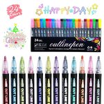 Outline Markers Manufacturer - Non-toxic Kids Doodling on Rock Fabric Canvas 24colors Glitter Colors