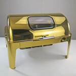 Chafing Dish Manufacturer - Kitchen Buffet Dishes Stainless Steel Golden 9L Roll Top Buffet Food Warmer
