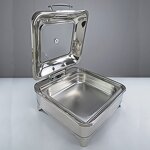 Buffet Stove Manufacturer - 6 Liters Silver Square Commercial Style Wedding Chafing Dish Stainless Steel