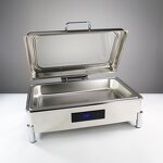 Chafing Dish Manufacturer - Luxury Buffet Stainless Steel Simple Large Glass Cover Buffet Stove Set