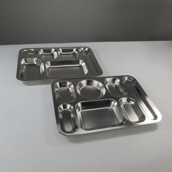 Student Snack Plates Manufacturer - Stainless Steel Plate 6/7 Compartment Dinner Tray for School Cafeteria