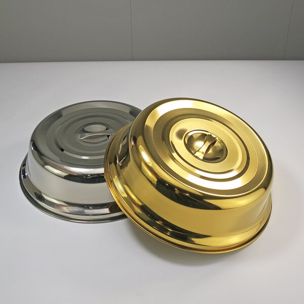 Lid Covers Manufacturer - Golden Stainless Steel Metal Iron Plate Burning Lid Steak Pan Thick Round with Handle