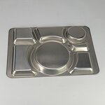 Snack Plate Manufacturer - Restaurant Stainless Steel Compartment Rectangular Plate 7 Compartment Divided Dinner Plate