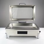 Chafing Dish Manufacturer - Luxury Buffet Stainless Steel Simple Large Glass Cover Buffet Stove Set