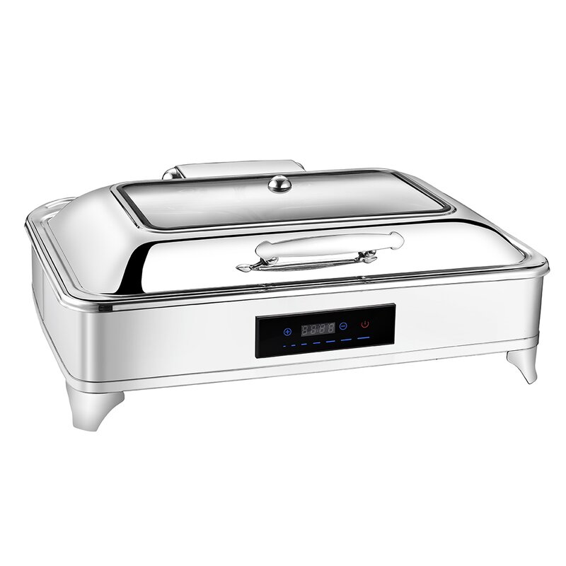 Electric Food Warmer Manufacturer - Digital Display 9 Liters Stainless Steel 201 Chafing Dish for Restaurant Deluxe