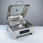 Electric Chafing Dish Manufacturer - Luxury 6L Stainless Steel Simple Square Buffet Stove for Party Hotel