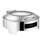Electric Chafing Dish Manufacturer - Simple Round Buffet Stove with Glass Food Warmer for Hotel Commercial Catering