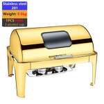 Chafing Dish Manufacturer - Kitchen Buffet Dishes Stainless Steel Golden 9L Roll Top Buffet Food Warmer